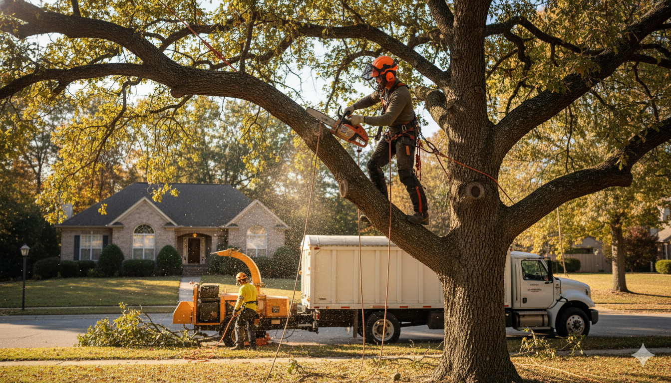 Professional tree care specialist at work